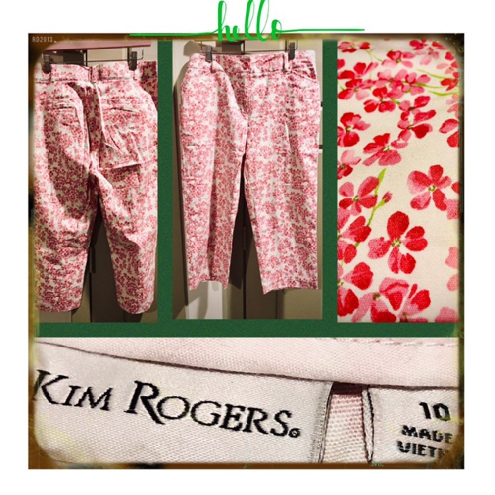 Cute floral Capris, cotton jean material. Not worn by me, too big!